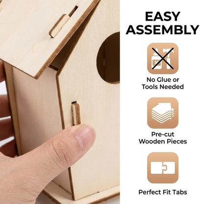Bird House Kit, Wooden Bird Houses Craft Kits for Kids, 18 PCS DIY Painting Set with Paint Brushes Rope, Arts and Crafts for Kids Ages 6-12