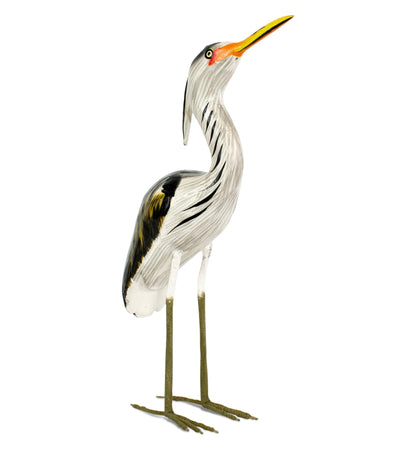 G6 Collection Hand Carved Great Blue Heron Sculpture – Wooden Coastal Bird Figurine, Elegant Wading Bird Decor – Great Blue Heron