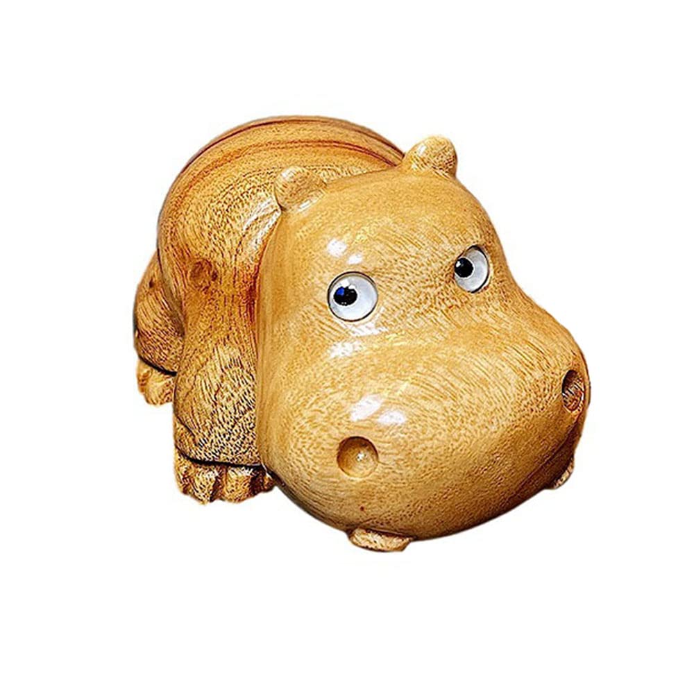 HomDSim Hippo Figurine Camphor Wooden Hippo Statue Art Miniature Carved Small Animal Sculpture