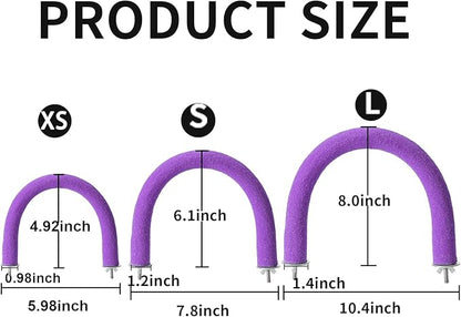 FrgKbTm U Shape Parrot Perch Stand Toy Bird Platform Sand Paw Grinding Clean Stick Exercise Conure Budgie Cockatiel Cage Accessories (Purple)