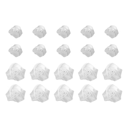 uxcell 20pcs 2Size Satin Ribbon Roses 2.5cm/5cm Ribbon Flower Rose Artificial Fabric Flowers for DIY Crafting Accessories Sewing Wrapping Wedding Gift Decoration (White)