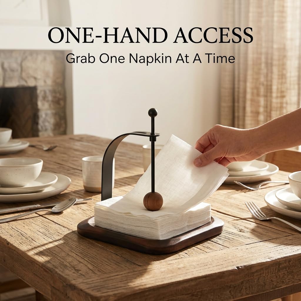 Napkin Holder for Table, Wood Napkin Holders for Paper Napkins, Cocktail Napkin Holder, Suitable for Kitchen, Restaurant, Bar, Office, Parties, Home Décor, Hotel, Cafe (South American black walnut)
