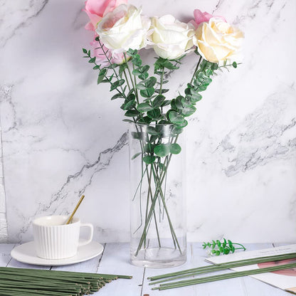 120 Pack Floral Stems Wire for Paper Flower 2 Gauge Flower Stems for Crochet Projects 16 Inch Artificial Green Crafts Wire Wreath Making Supplies for Flower DIY