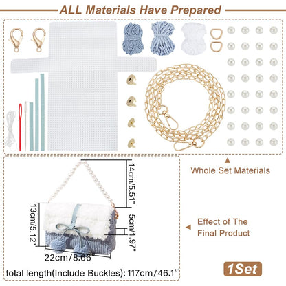 WADORN DIY Knitting & Crochet Handbags Kit, Mesh Plastic Canvas Kit for Shoulder Bags, Crossbody Bags, Handmade Purse Materials, Sky Blue
