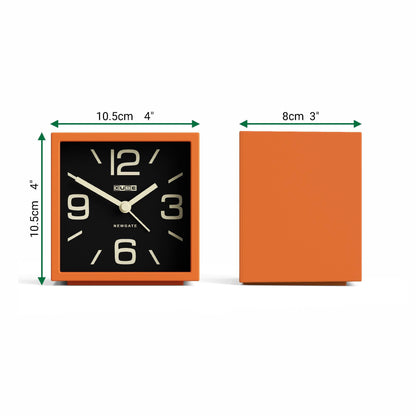 NEWGATE® Cube Alarm Clock | Design-led Cube Shaped Retro Alarm | Orange | Ideal for Bedside, Desk, Shelf & Mantel | Mid-Century Retro Bedroom & Office Accessory