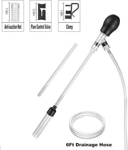 Carefree Fish Aquarium Small Gravel Cleaner 6Ft Hose Fish Tank Water Changer Sand Vacuum Silicone Airbag Adjustable Length ABS(for 3~8Gal Tank) 2026 New Upgrade Version