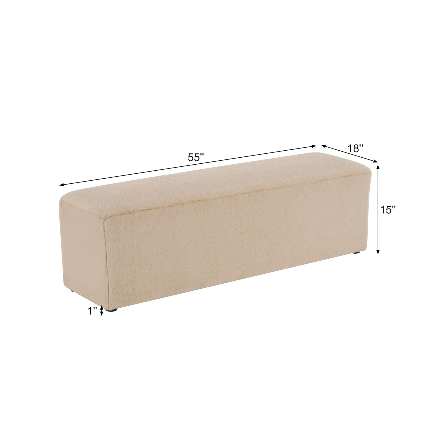 Christopher Knight Home Deni Modern Plush Fabric Ottoman Bench, Living Room Long Ottoman Foot Rest, Bedroom End of Bed Bench with Wooden Frame, Rectangular Ottoman Coffee Table, Almond Beige
