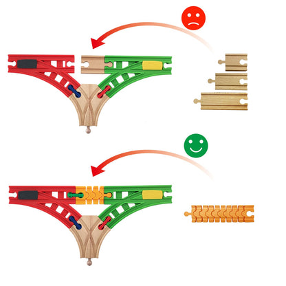 Bunu1492 Wooden Train Track Accessories Set,10 pcs Train Track Connector,Compatible with All Major Brands Train Tracks,Christmas Birthday Gift for Boys Girls,Train Toys Expansion Pack for Kids Ages 3+