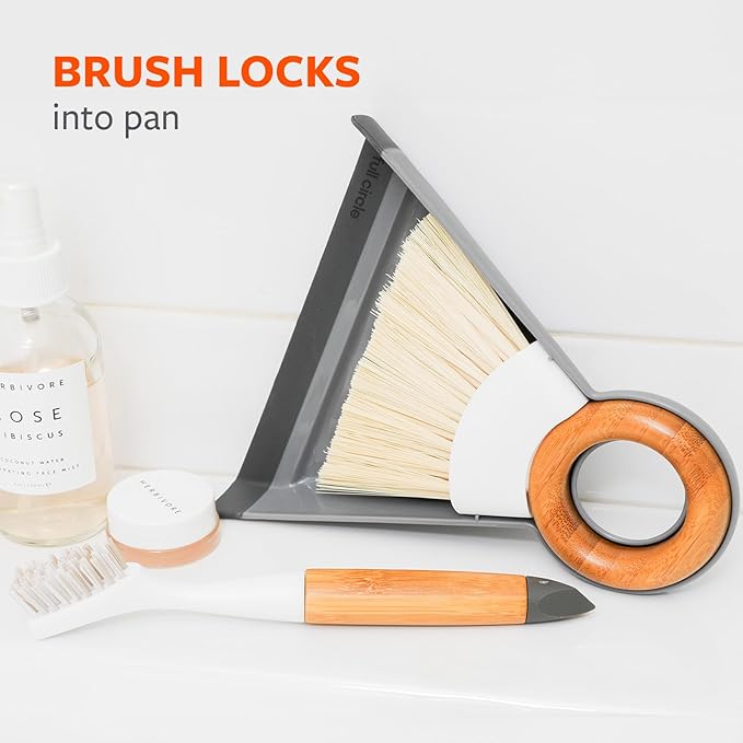 Full Circle Tiny Team Mini Compact Brush & Dustpan Set, Portable Handheld Broom