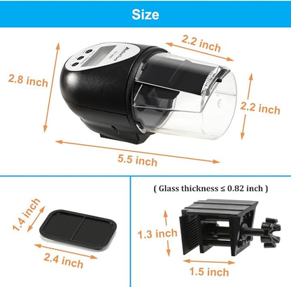 DaToo Aquarium Automatic Fish Feeder for Small Tank Auto Fish Food Dispenser Timer Vacation Betta Feeder with Moisture-Proof Air Hole and LCD Display