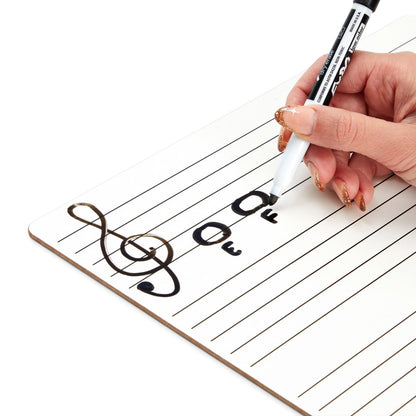 Bright Creations 12-Pack Classroom Music Staff Dry Erase Boards - 9 x 12 Inch Double-Sided Lapboards & Graph Whiteboard - Music Teaching Aids with Erasers