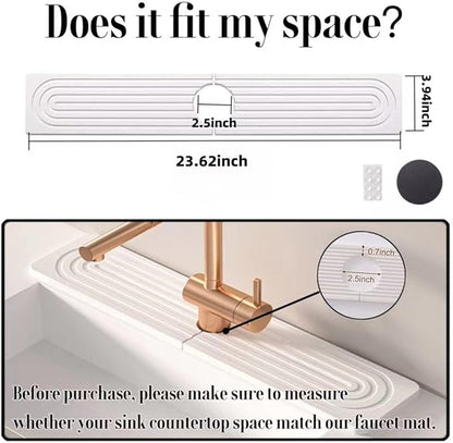 Stone Faucet Mat for Kitchen Sink, 23.6'' Long Quick Drying Absorbent Diatomite