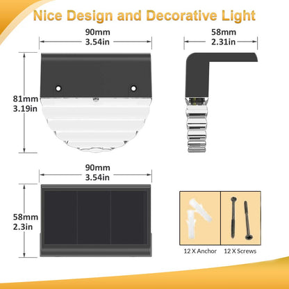 Melunar Solar Deck Lights, 6 Pack Waterproof LED Solar Step Light Outdoor, Fence Lights Solar Powered for Outside, Garden, Patio, Stairs,Yard,10 Lumens, Warm White/Color Changing Lighting