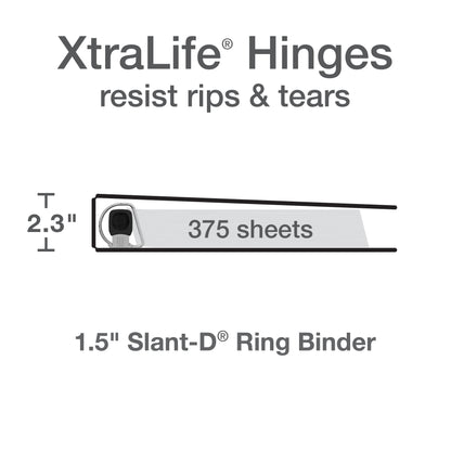 Oxford 3 Ring Binders, Binders for School, 1.5 Inch ONE-Touch Easy Open D Rings, 3-Sided View Binder Covers, Xtralife Hinge, Non-Stick, PVC-Free, Natural Pastels, 375-Sheet Capacity, 4 Pack (79918)