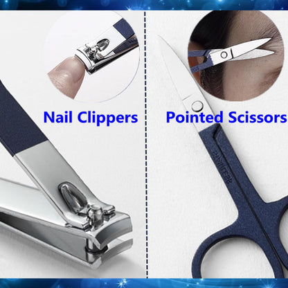 Manicure Set, Professional Women Nail Clippers Kit 4PCS， Stainless Steel Nail Cutter Care Tools Professional Grooming Kits, PU Leather Travel Case （rose gold）