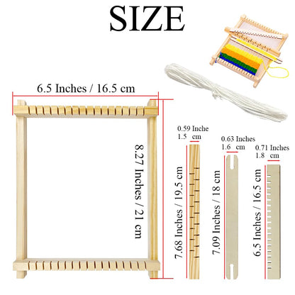 Ckyleole Weaving Loom Kit Wooden Weaving Loom Multi Craft Handcraft Wooden Looms Set Tapestry with Rods Combs Shuttles Line Instructions No Burr Mini 8.27 x 6.5 inch 1 Set(5P) Adult and Beginners