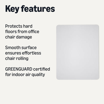 Amazon Basics Office Chair Mat for Hard Floors, Clear, Smooth Surface, Protects Hard Floors, 46" x 60"