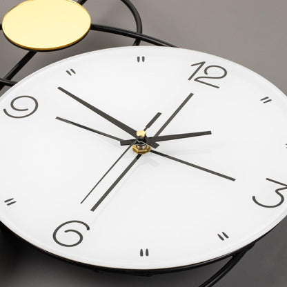 JUJUDA Large Wall Clock for Living Room Decor, Modern Decorative Metal Wall Clock with Pendulum for Bedroom Kitchen Office Decor, 13 Inch Big Silent Quartz Black Clock Battery Operated Non Ticking