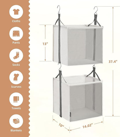 STORAGE MANIAC 2-Shelf Hanging Closet Organizer, Cloth Hanging Closet Shelf