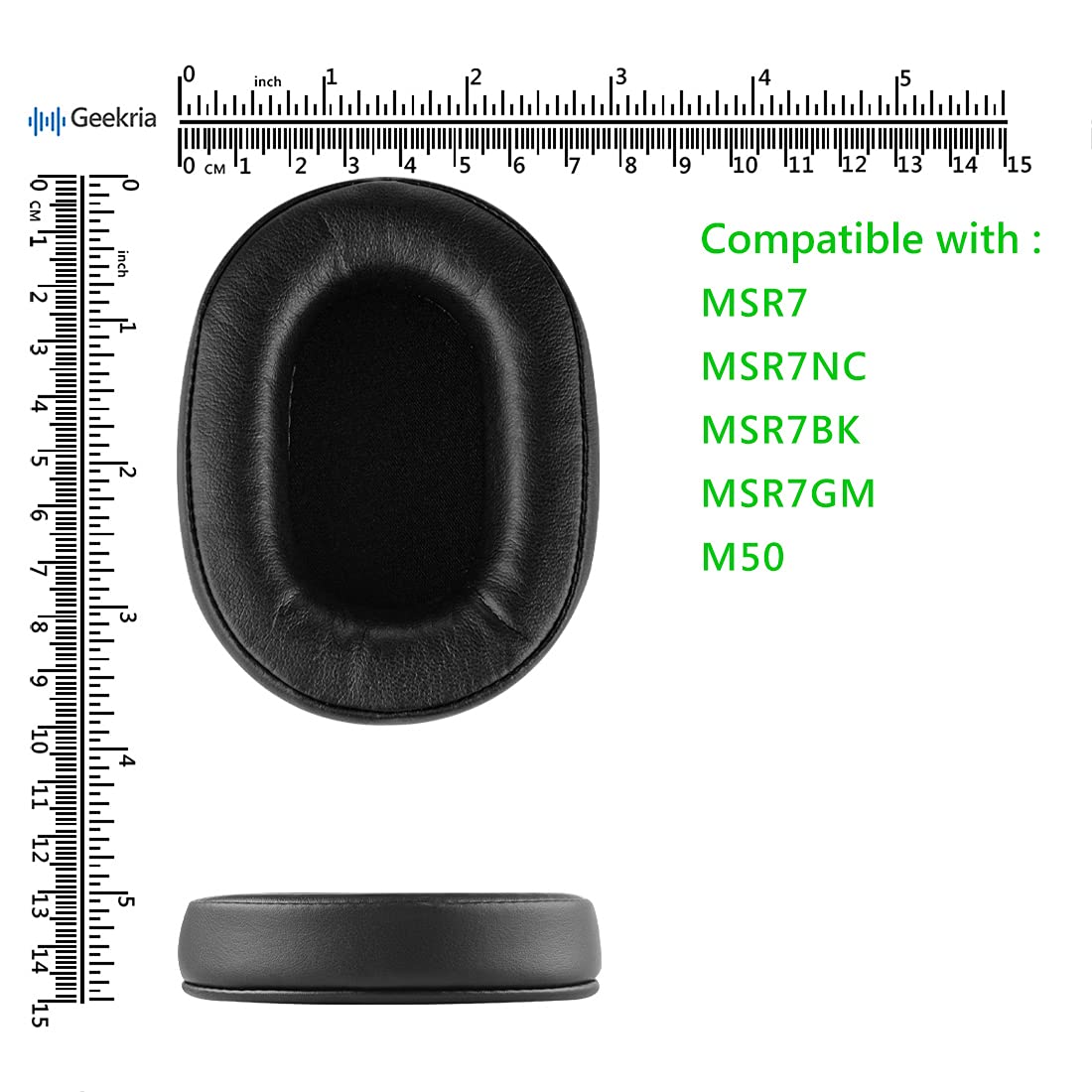 Geekria QuickFit Replacement Ear Pads for Audio-Technica ATH-MSR7/ MSR7NC/ MSR7BK/ MSR7GM/ MSR7B Headphones Ear Cushions (Black)