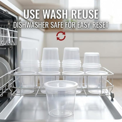 Mr Miracle 16 oz Clear Deli Containers with Lids. Pack of 12. Airtight Reusable Plastic Food and Multi-Purpose Containers. Microwave, Freezer and Dishwasher Safe