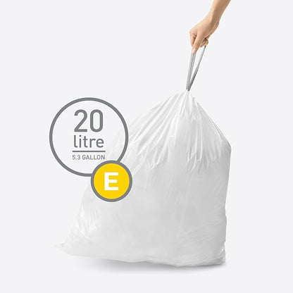 simplehuman Code E 200 Count, Dispenser Pack Custom Fit Liners, Drawstring