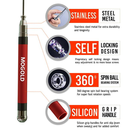 2-in-1 Speed Rope: 2mm for Boxing/MMA & 3mm for CrossFit - Tool-Free Adjustable Cable System with Dual Bearings - Sweatproof Hybrid Grip for High-Intensity Training