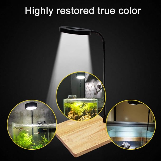 Full Spectrum LED Light with Bamboo Board Nano Fish Tank Light USB Powered 360 Degree Bettas Fish Tank Lights for Plant Growth(Size:L/27x28.5cm)