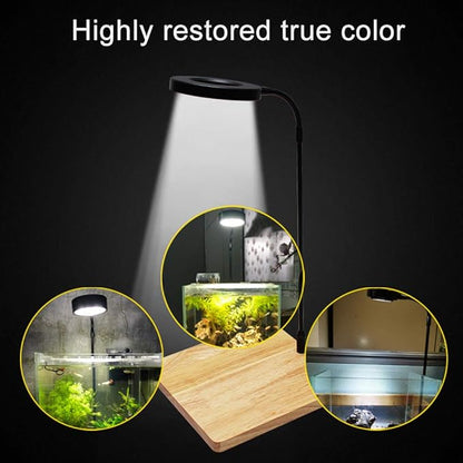 Full Spectrum LED Light with Bamboo Board Nano Fish Tank Light USB Powered 360 Degree Bettas Fish Tank Lights for Plant Growth(Size:L/27x28.5cm)