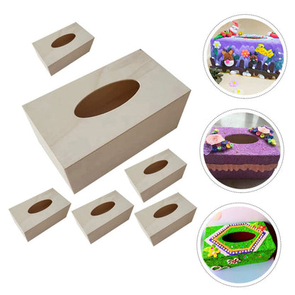 6pcs Box DIY Tissue Box Tissue Holder for Craft Paper Towel Dispenser Blank Wood Blank Crafting