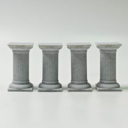 LuckyVin Miniature Roman Columns and Fountain Set, 3D Printed 1:12 Scale Garden Decor, Gray Micro Landscape Accessories for Diorama, Tabletop Terrain and Model Displays (Marble)