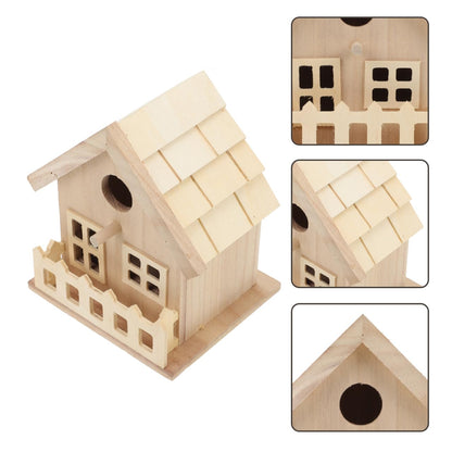 Toddmomy Wooden Bird House Outdoor Small Bird Nest Hanging Feeder Home Garden Decoration 7.08X5.51X5.11 Inch Natural Wood