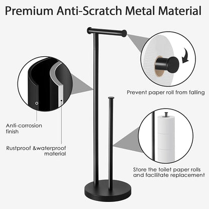 Toilet Paper Holder Stand, Bathroom Toilet Papers Stand with Large Reserve, Rustproof & Anti-Corrosion Free Standing Toilet Paper Holders, Non Tipping Toilet Paper Holder Free Standing with Thick Base