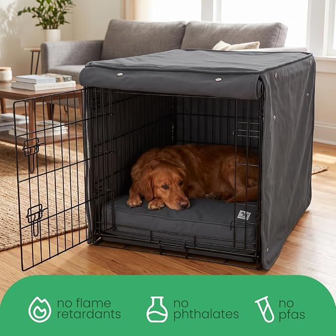 Molly Mutt I'm a Realist Dog Crate Cover, 100% Cotton Canvas Cover with 2 Roll-Up Panels, Ideal for Dog or Cat Crate, Durable, Washable, and Free of Harmful Chemicals, 36" x 24" x 27"