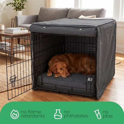 Molly Mutt I'm a Realist Dog Crate Cover, 100% Cotton Canvas Cover with 2 Roll-Up Panels, Ideal for Dog or Cat Crate, Durable, Washable, and Free of Harmful Chemicals, 54" x 37" x 45"