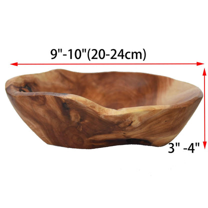 KIDYBELL Wooden bowl Creative Wood Bowl Root Carved Bowl Decorative Handmade Natural Wood Candy Serving Fruit Bowl(9"-10")