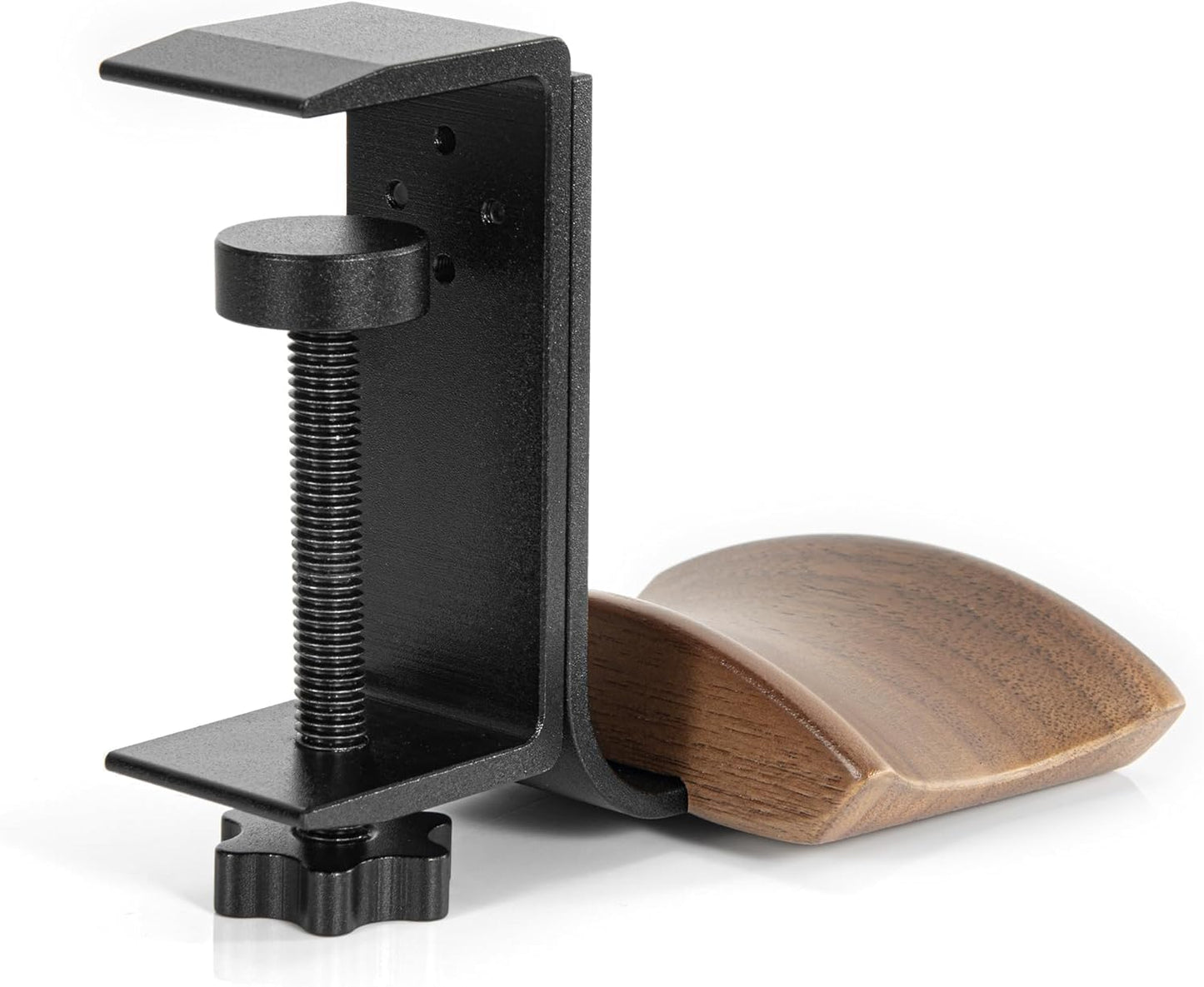 Jcurycke Headphone Holder with 6cm Wide Walnut Headrest,Adjustable Clamp-on Headset Stand Desk Headset Holder for Over Ear and Gaming