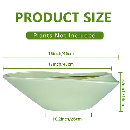 EPFamily Ceramic Bonsai Pot - 18 Inch Planter with Drainage Hole Large Modern Bonsai Planter Decorative Succulent Flower Plant Pot for Indoor Plants Outdoor Green