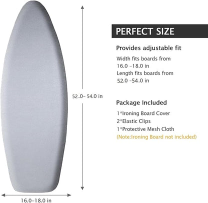 SheeChung Ironing Board Cover and Pad 18x54, Extra Thick Cotton Cover, Scorch