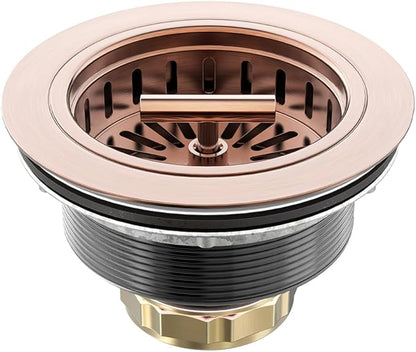 KONE Copper Sink Drain 3.5 Inch Kitchen Sink Drain Assembly Stainless Steel