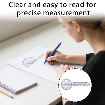 6pcs Goniometer Set, 360 Degree Transparent Finger Protractor 6/8/12 Inch Angle Ruler Measurement Tool for Physical