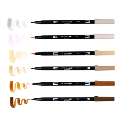 Tombow 56241 Dual Brush Pen Art Markers, Coffee Break, 6-Pack, Water-Based Ink, for Hand Lettering, Watercolor, Fine Art