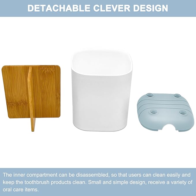 Toothbrush Holder with Bamboo Divider, Detachable