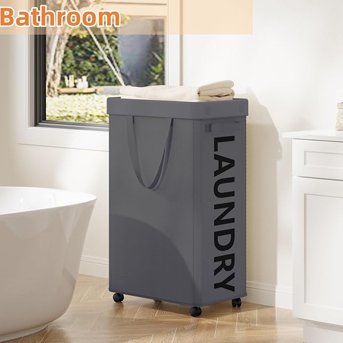 2 Pack Laundry Basket with Wheels, 90L Rolling Laundry Hamper with Wheels
