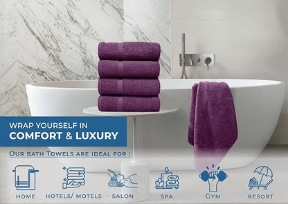 DAN RIVER Bath Towels Set of 4, 27 x 54 Inches, 100% Cotton, Larger & Lighter