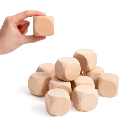 Blank Wooden Dice 2 inch 10PCS Unfinished Square Blocks 50mm Small Wood Cubes with Rounded Corners for DIY Craft Projects