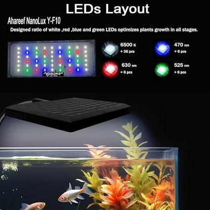 Mini Clip-On Aquarium Light 10W Full Spectrum LED for Nano & Betta Fish Tanks, Timer & 10-Level Dimmer, Freshwater Planted Desk Aquariums 3–8 Gallons