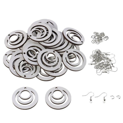 diyhub 30 Set Sublimation Blank Hollow Round Earrings Unfinished Teardrop Dangle Earrings Pendant for DIY Jewelry Making