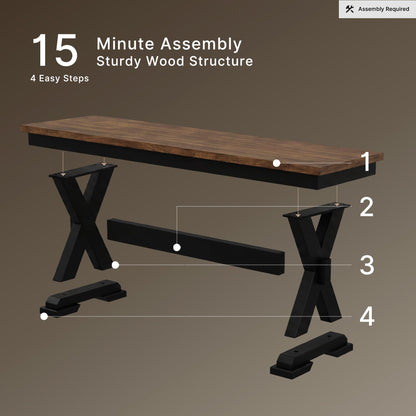Signature Design by Ashley Wildenauer Dining Bench, 48 Inch Farmhouse Two Tone Wooden Seating with Solid Wood Frame, Mango Veneer and MDF Substrate Seat, Casual Entryway or Kitchen Use, Brown/Black