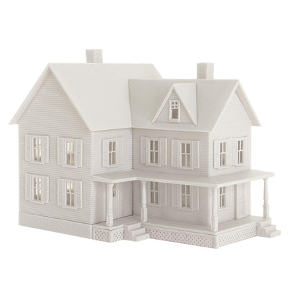 HO Scale Model Blank Village Two-Story House Kit Unassembled Christmas Building for Model Railroad (JZHO6871JJ)
